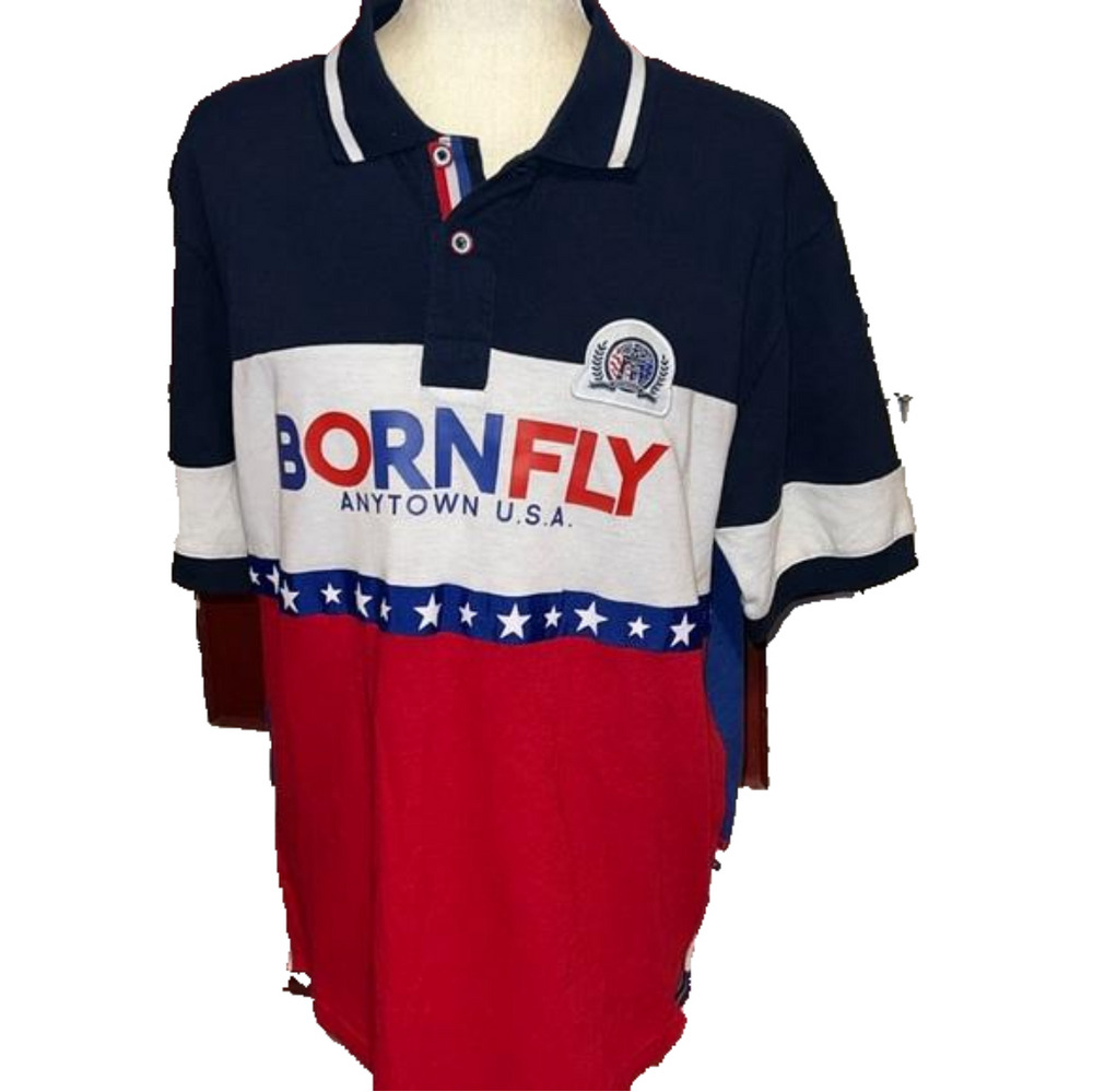 Bornfly American Flag 🇺🇸 Patriotic Polo L